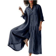 Damen-Baumwoll-Jumpsuit, locker geschnitten, elegant