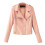 Damen-Lederjacke, lässig, einfarbig, pink, kurz, lang 1