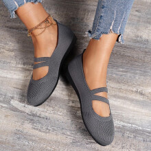 Damen-Ballerinas mit runder Spitze, grau, Größe 6