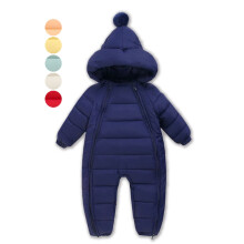 Mono de invierno para bebé con capucha y forro grueso de plumas.