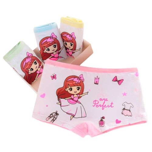 Girls' cotton boxer briefs for ages2-9, 4-piece set