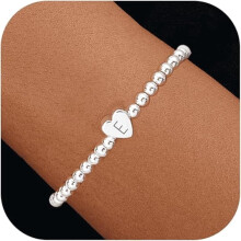 Zartes Damenarmband mit Herzanhänger und dehnbaren Perlen (AZ)