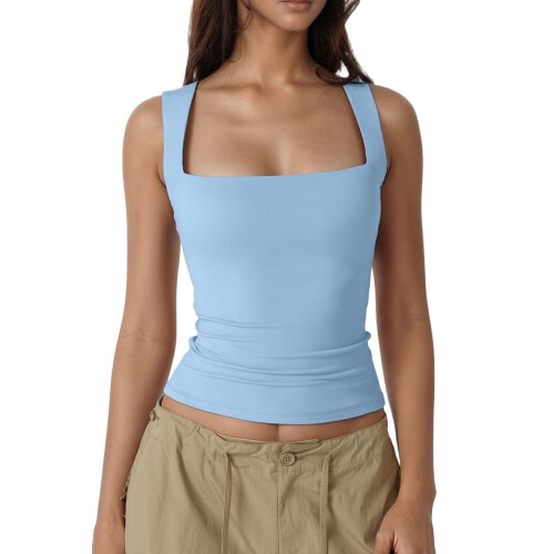 Tanktop in Unifarbe mit Nackenband, Größe M