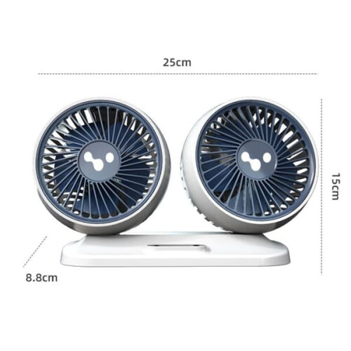 Car Dual Head Cooling Fan Black 1