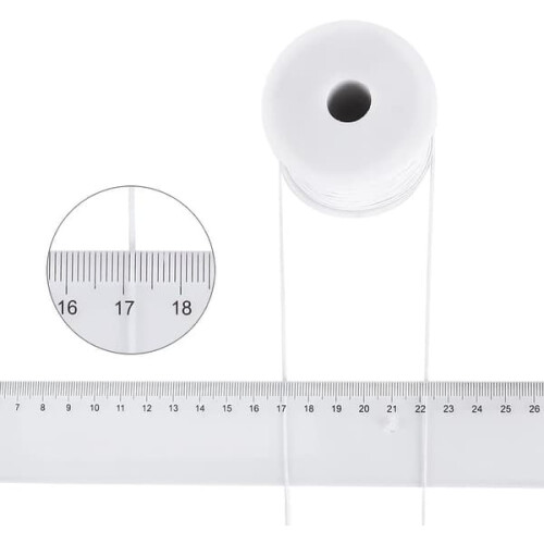 White nylon coated elastic thread 50 m 0.6 mm 1