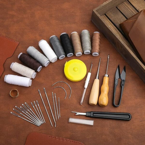 Leather Repair Kit with Awl, Thread, and Tools for Beginners 1