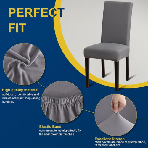 Stretch Chair Covers Grey 6-pack 1