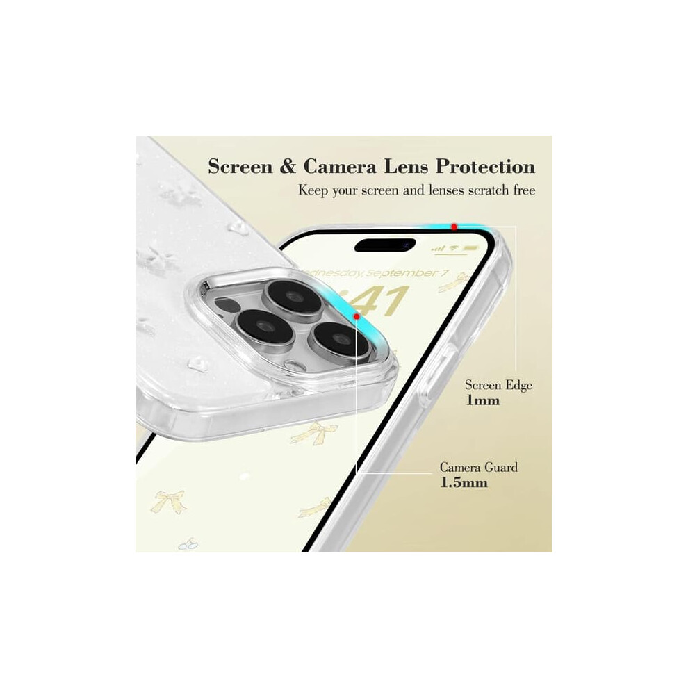 Iphone 15 Pro Case Glitter Bowknot Slim White 962029702276