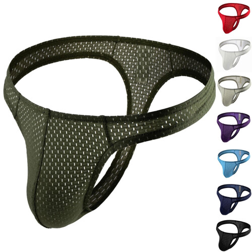 Men's Thong Underwear Nylon Mesh Breathable Green1Pack 2