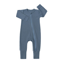 Babypyjama romper met ribbels en ritssluiting, marineblauw, 6-12 maanden