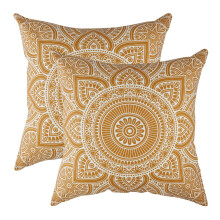 Mandala Baumwoll-Kissenbezug, 61 x 61 cm, Senfgelb, Packung