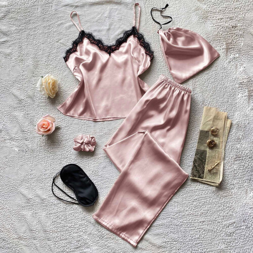 Dampyjamasset med kort ärm, rosa S 1
