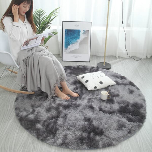 Soft warm shaggy round rug 140 cm 2