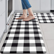 Anti-Fatigue Kitchen Mat Black White 2 PCS
