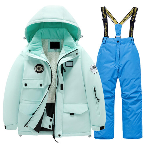 Kinder skipak set, winddicht, blauw, 8-10 jaar