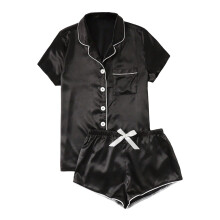 Damen-Pyjama-Set aus Seidensatin, bestehend aus Kurzarm-Oberteil und Shorts