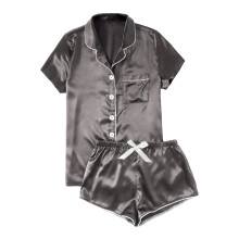 Damen-Pyjama-Set aus Seidensatin, bestehend aus Kurzarm-Oberteil und Shorts