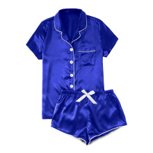 Damen-Pyjama-Set aus Seidensatin, bestehend aus Kurzarm-Oberteil und Shorts