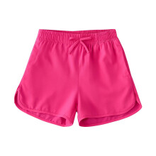 Pantalones cortos de verano para niñas de color liso con cintura elástica, rosa fucsia,