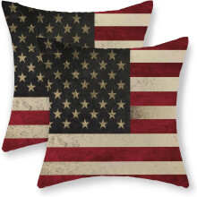 Kissenbezüge mit amerikanischer Flagge, 50 x 50 cm, 2er-Set, Leinen