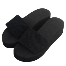 Damesandaler med plateau i strik og memory foam, sort