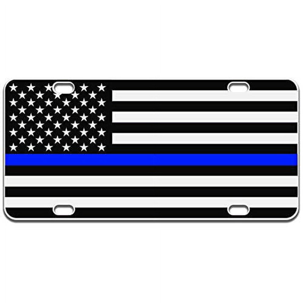 American Flag License Plate Matte On Aluminum Black/White 974856594016