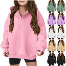 Comfortabele hoodie voor meisjes, effen kleur, sweatshirt met lange mouwen
