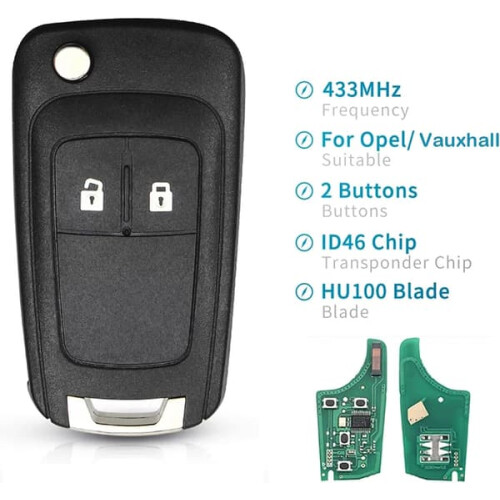 Remote Key Case for Vauxhall Opel 2-Button with Blade 1