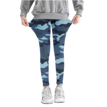 Mädchen-Leggings mit Camouflage-Muster, hoher Bund, dehnbar, weich, blau, Größe 5