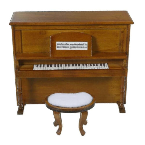Miniature piano and stool set for dollhouse 1