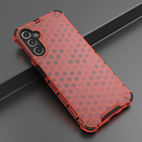 Galaxy A14 case shockproof honeycomb texture red 1