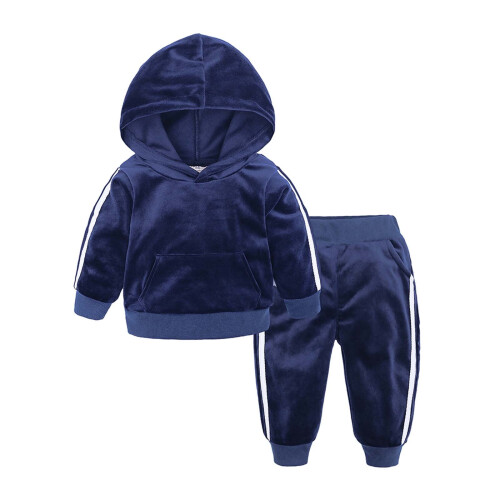 Conjunto infantil de moletom e calça de veludo cinza (2 peças) 1