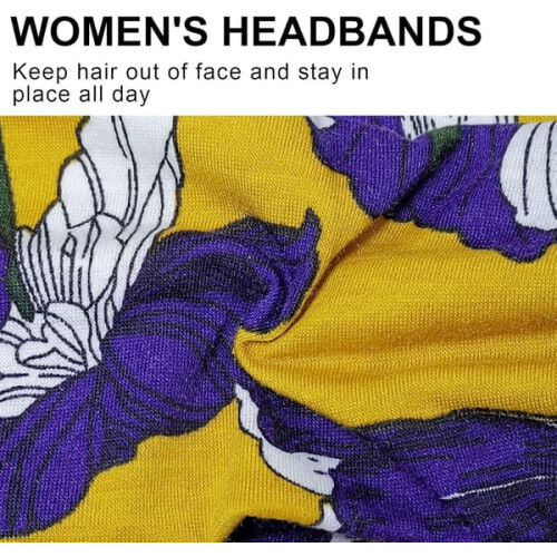 Women's boho floral cross headbands stretchy 4-pack 2