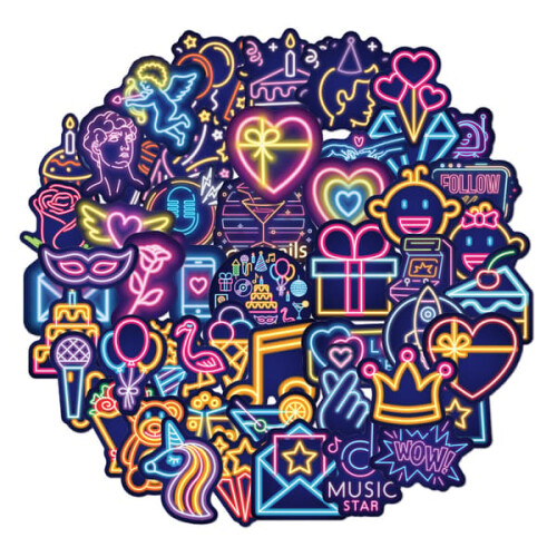 Neon graffiti stickers 100 pieces 1
