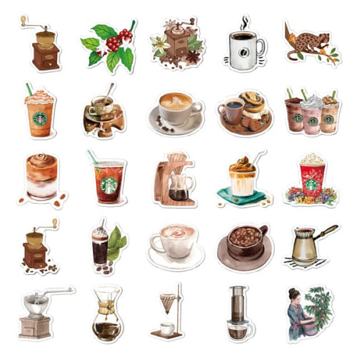 Vintage coffee water cup decals 50 sheets 1