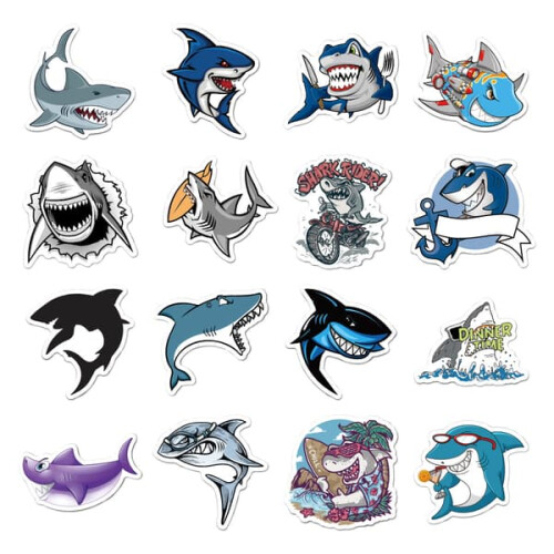Cartoon Shark Graffiti Stickers L 50 2