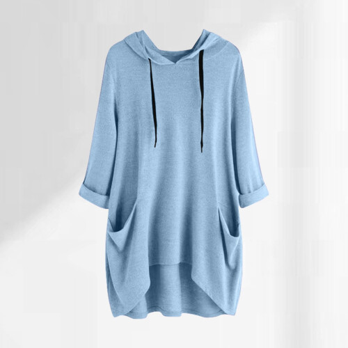 Felpa con cappuccio oversize da donna con tasca e maniche lunghe 1