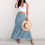 Saia maxi boho feminina com cintura alta e cordão elástico. 8