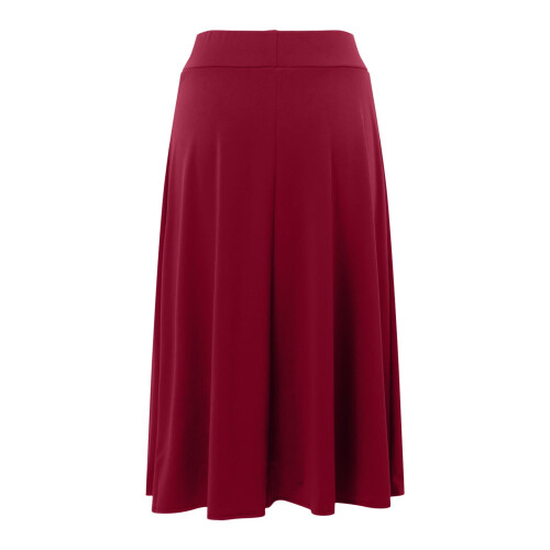 Women's solid lightweight flare midi skirt red S 2