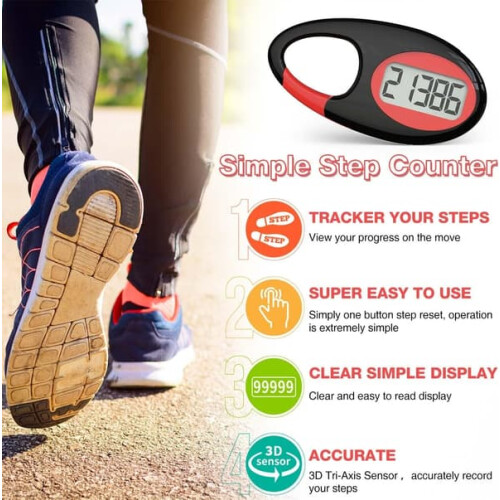 3D Step Counter with Neck Strap and Carabiner 1
