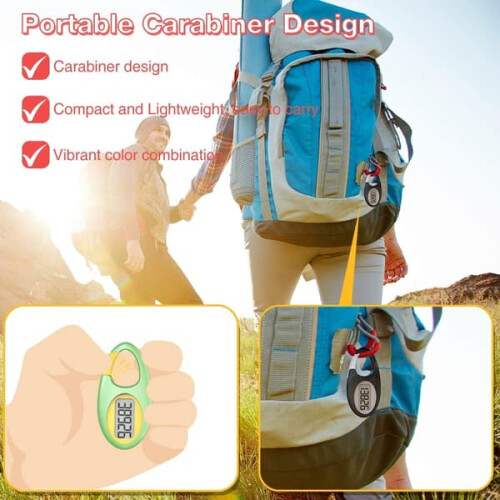 3D Step Counter with Neck Strap and Carabiner 2