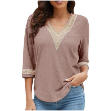 Women's V-Neck Knit Sweater with Buttons, Rose Gold, Size M