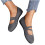 Damen-Ballerinas mit runder Spitze, grau, Größe 6 4