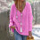 Damen-Winterstrickpullover mit V-Ausschnitt, einfarbig, lockere Passform 2