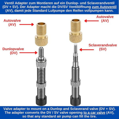 Bicycle Valve Adapter DV/SV to AV 3 pcs 1