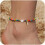 Women's waterproof boho initial anklet with heart bead 1 1
