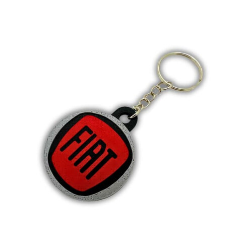 Fiat keychain emblem logo red metal 1