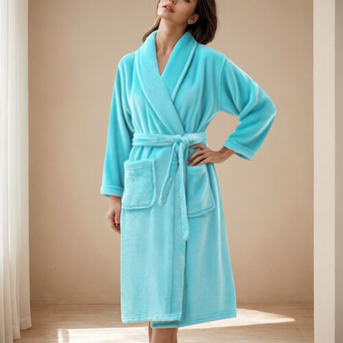 Satin Robe for Women Light Blue 3X 1