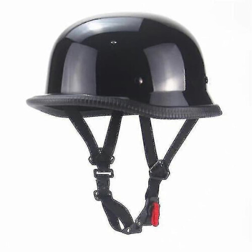 Vintage motorcycle cruiser half helmet glossy black 1