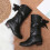 Dames snowboots met lage hak en vetersluiting, model riddermodel, maat 43 5